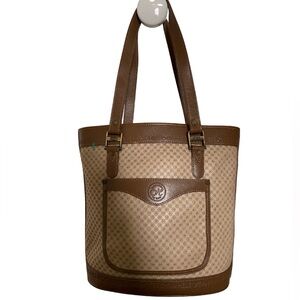 Hebe Vintage Elegant Brown and Tan Bucket Tote Bag